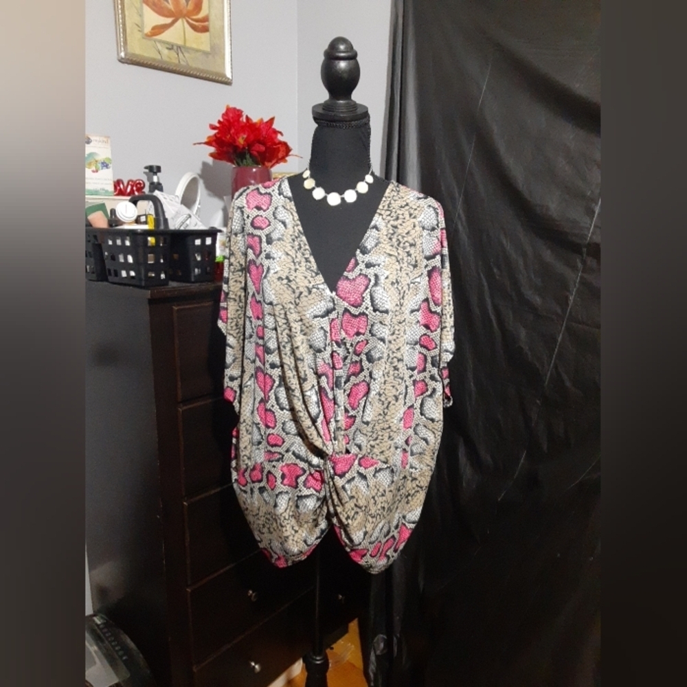 Women's Butterfly Top Blouse Multicolor Boho High Low Hem Plus Size 3X